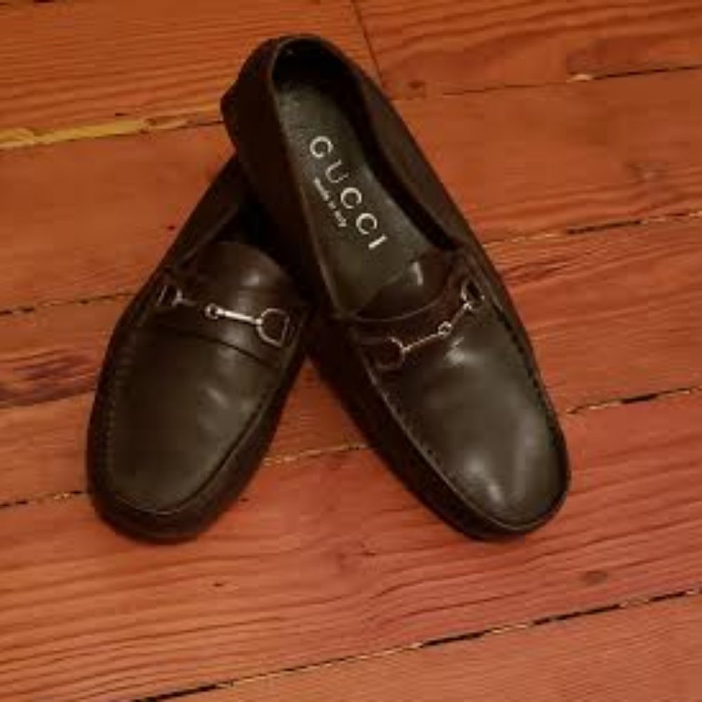 "GUCCI" MOCASSINO PELLE MORS DARK BROWN LOAFER!